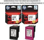 HP 650 CZ101AE Siyah + Renkli 2'li Set Kartuş