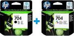 HP 704 CN693AE Siyah + Renkli 2'li Set Kartuş