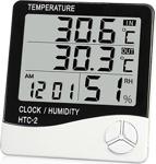 Htc-2 Dijital Termometre Higrometre Sıcaklık Nem Ölçer Saat Alarm