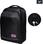 Ibag Siyah Akıllı Sırt Çantası -15 Inch (Usb+Aux Soketli̇) 14263