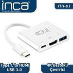 INCA 0.15metre ITH-01 Type-C & HDMI Görüntü Adaptörü Beyaz 4K
