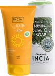 Incia Yüz İçin %100 Doğal Spf 50 50 Ml + Doğal El Ve Vücut Sabunu 50 Ml Güneş Bakım Seti Seti