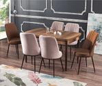 İndirim Spott Inci Serisi 6 Kişilik Masa Takımı-Açılır Yemek Masası+6 Sandalye