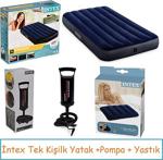 Intex Tek Kişilik Şişme Yatak +Pompa+ Yastık Set