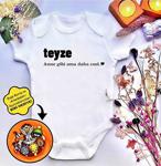 Irembaby Unisex Bebek Teyze Anne Gibi Ama Daha Cool Baskılı 0 Pamuklu Çıtçıtlı Body Zıbın