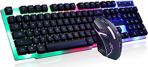 Işıklı Klavye Oyuncu Klavyesi Seti Gaming Gamer Led Rgb Aydınlatmalı Usb Mouse Seti