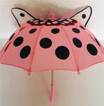 Istocyapimarket Kız Çocuk Pembe Kulaklı Benekli Desenli Dekoratif Şemsiye
