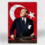 İyi Olsun Bayraklı Atatürk Portresi Kanvas Tablo - 70 x 100 cm