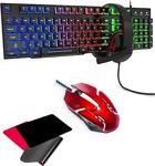 J-Tech Red Atomic 4In1 Rgb Klavye Mouse Kulaklık Pad Gaming Set