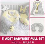 Jaju Baby Babynest Gri Ve Sarı Yıldızlı 11 Parça Full Set Lüx Baby Nest