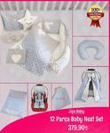 Jaju Babynest Mavi Yıldızlı 12 Parça Set Lüx Ortopedik Baby Nest Set