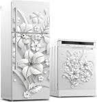 Jasmin2020 Buzdolabı Ve Bulaşık Makinası Sticker Kaplama Etiketi Gri Çiçekler