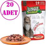 Jungle Pouch Kedi Biftekli Soslu Yaş Mama 100 Gr 20 Ad