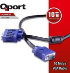 Kablo Vga 10M Qport Q-Vga10 15 Pın Fıltrelı Erkek Erkek Monıtör Kablo