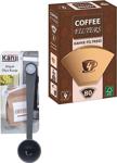 Kanji Klipsli Ölçü Kaşığı + Coffee Filters Kahverengi Filtre Kahve Kağıdı 1/4 4 Numara 80'Li Paket