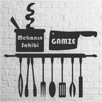 Karaçam Dekor İsme Özel - Dekoratif Tasarım Ahşap Mutfak Tablosu - 40 x 40 - Siyah