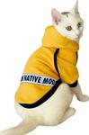 Kemique Yellow Native Modern Kapsonlu Sweatshirt Kedi Süeteri Kedi Kıyafeti - L - Sarı