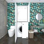 Kenzlife Çamaşır-Kurutma Makinesi Dolabı Kapaklı Jelena Byz 180X70X60 Banyo Çift Katlı Ofis