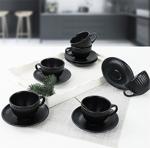 Keramika Mat Myra 12 Parça 6 Kişilik Çay Fincan Takımı Siyah