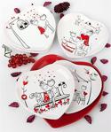 Keramika Peri Masalı 7 Parça Kalp Pasta Takımı