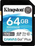 Kingston Canvas Go Plus 64 Gb Sdxc 170 Mb/S C10 Uhs-I U3 V30 Sdg3/64Gb Sd Kart