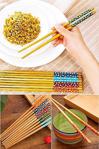 Kitchen Beauty Bambu Chopstick Ahşap Desenli Çin Çubuğu Yıkanabilir Ve Kullanılabilir 1 Çift