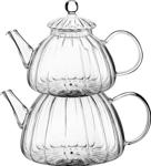 Kitchen World Isıya Dayanıklı Cam Çaydanlık Set Desen