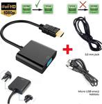 Klasi̇st Hdmi To Vga Kablo Çevirici Dönüştürücü Ses Uydu Receiver Ps3 Ps4 Micro Usb Güç