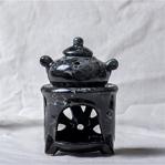 Kokoş Butik Dekoratif Demlik Çaydanlık Tasarımlı Buhurdanlık Siyah