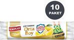 Koroplast Ekstra Güçlü Limon Büzgülü Orta Boy 15Li Çöp Torbası X 10 Paket