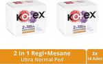 Kotex 2In 1 Regl + Mesane Ultra Normal Ped 14'Lü X2