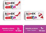 Kotex Tampon 16 'Lı Süper X 2 Paket (+) Tampon 16 'Lı Normal