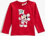 Koton Mickey Mouse Baskılı Uzun Kollu Tişört Lisanslı Pamuklu Erkek Bebek