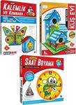 Kumtoys 3'Lü Ahşap Maket Boyama Seti-Kalemlik Ve Kumbara&Kuş Evi&Saat Boyama