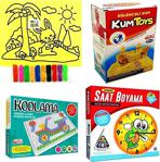 Kumtoys 4'Lü Eğitici Set Kodlama, Kum Boyama, Saat Boyama Ve Kinetik Kum