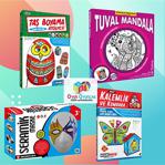 Kumtoys Kumtoys 4'Lü Set Kalemlik Ve Kumbara-Taş Boyama-Seramik Maske-Tuval Mandala Hedi̇yeli̇