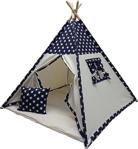 Laci̇vert Yıldız Desenli Ahşap Çadırı Kızılderili Çadırı Oyun Evi Oyun Çadırı Kamp Çadırı
