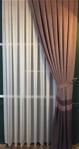 Linens Perdelife Ince Çizgili Düz Tül Perde - 275 x 250 cm - Ekru