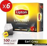 Lipton Earl Grey Bergamot Aromalı 2 Gr 100'Lü 6 Adet Siyah Süzen Bardak Poşet Çay