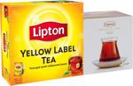 Lipton Yellow Label Siyah Çay Süzen Poşet 100'lü + Defne Koz Bardak