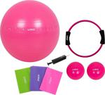 Liveup Pi̇lates Yoga Set 3 Lü Band Pi̇lates Çemberi̇ 2 Li̇ Ağirlik Topu Pembe Renk Set