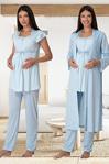 Lohusahamile Mavi Sabahlıklı Lohusa Pijama Takımı Effortt 6014