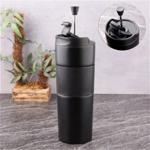 Lotus Lüx French Press Siyah Paslanmaz Çelik Termos Mug 500 Ml (3 Fonksiyonlu)