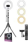 Lrsm Led Işıklı Adaptörlü Telefon Tutucu Makyaj Selfie Işığı Ring Light Kuaför Çekim Tripod Hediye