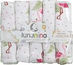 Lunanino Müslin Bebek Ağız Bezi 5 Adet Flamingo