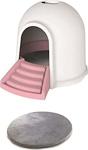 M-Pets Kedi Tuvalet Iglo 2 In 1 Beyaz - Pembe 45.7 X 59.7 X 43