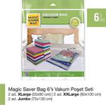 Magi̇c Saver 6'Lı Vakumlu Extra Büyük Poşet Hurç Seti (2 Adet Xlarge- 2 Adet Xxlarge-2 Adet Jumbo)