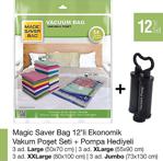 Magic Saver Bag 12'Li Eko Vakumlu Poşet Set+Pompa Hediyeli