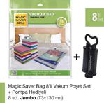 Magic Saver Bag 8'Li Set Jumbo Vakumlu Poşet Pompa Hediyeli