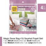 Magic Saver Bag Vakumlu Seyahat Poşeti Seti 4'Lü